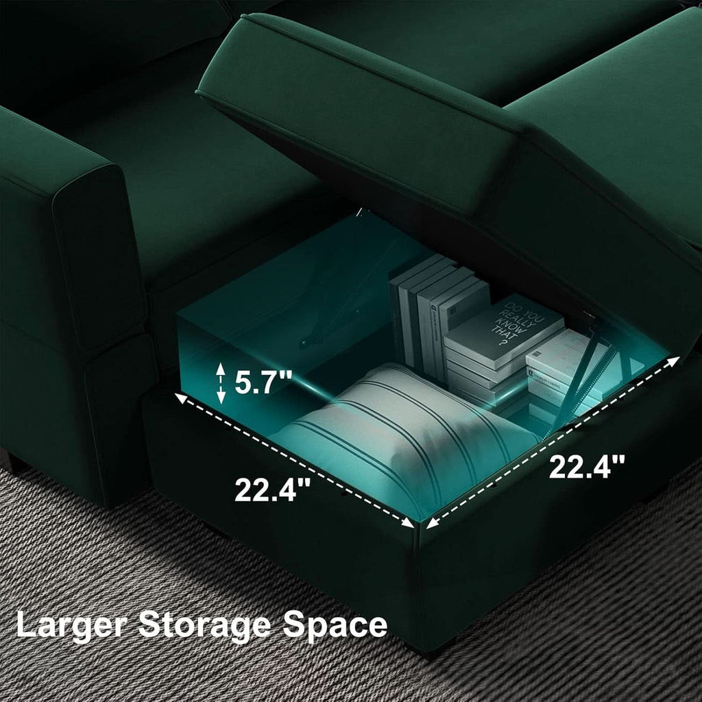 Luxurious Emerald Green Velvet Modular Sleeper Sofa ShipItFurniture
