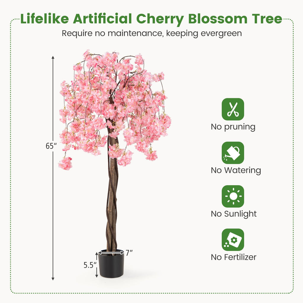 5.5 FT Tall Artificial Cherry Blossom Tree with Pink/White Flowers 2 Pack DirectDeals