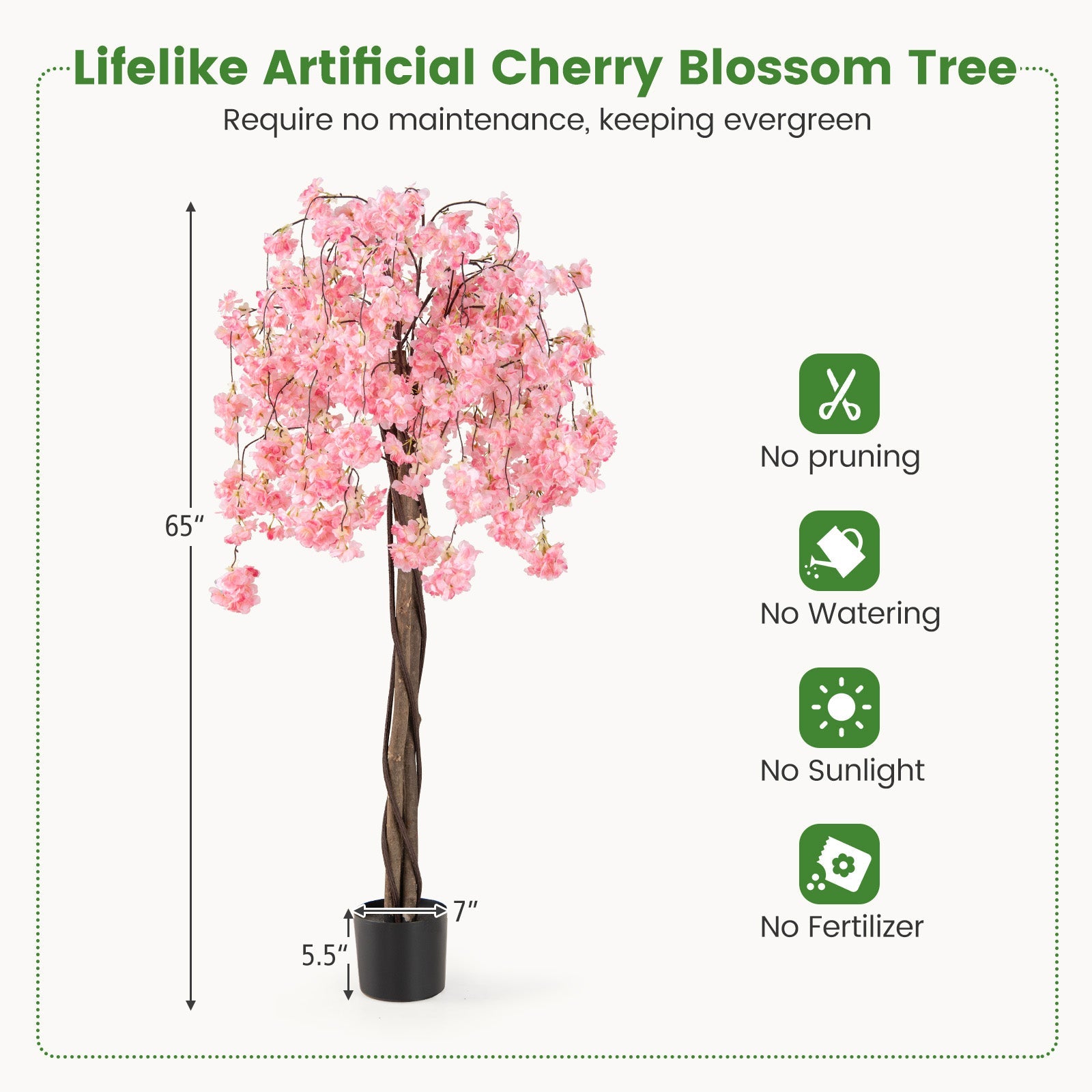 5.5 FT Tall Artificial Cherry Blossom Tree with Pink/White Flowers 2 Pack DirectDeals