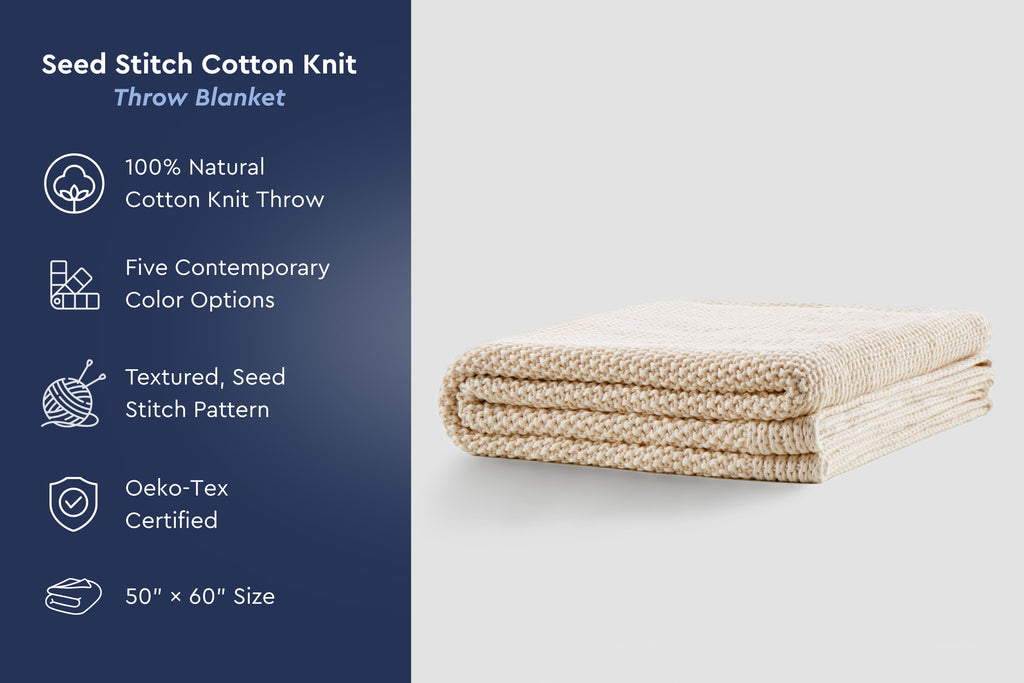 Cozy Knit Cotton Throw Blanket Moon Pod