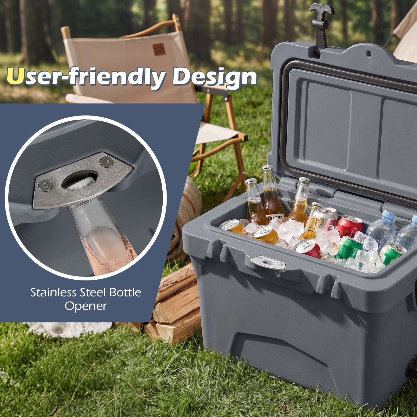 20 Quart Portable Hard Cooler with Built-in Ruler and Bottle DirectDeals