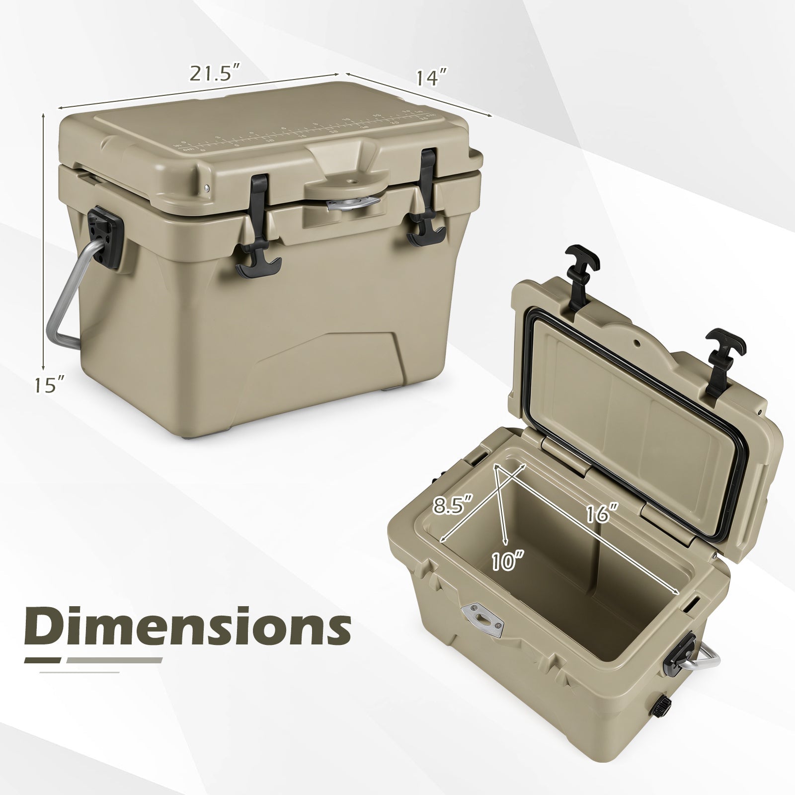 20 Quart Portable Hard Cooler with Built-in Ruler and Bottle DirectDeals