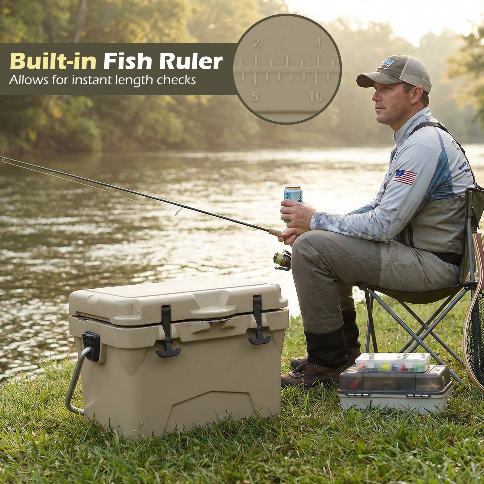 20 Quart Portable Hard Cooler with Built-in Ruler and Bottle DirectDeals