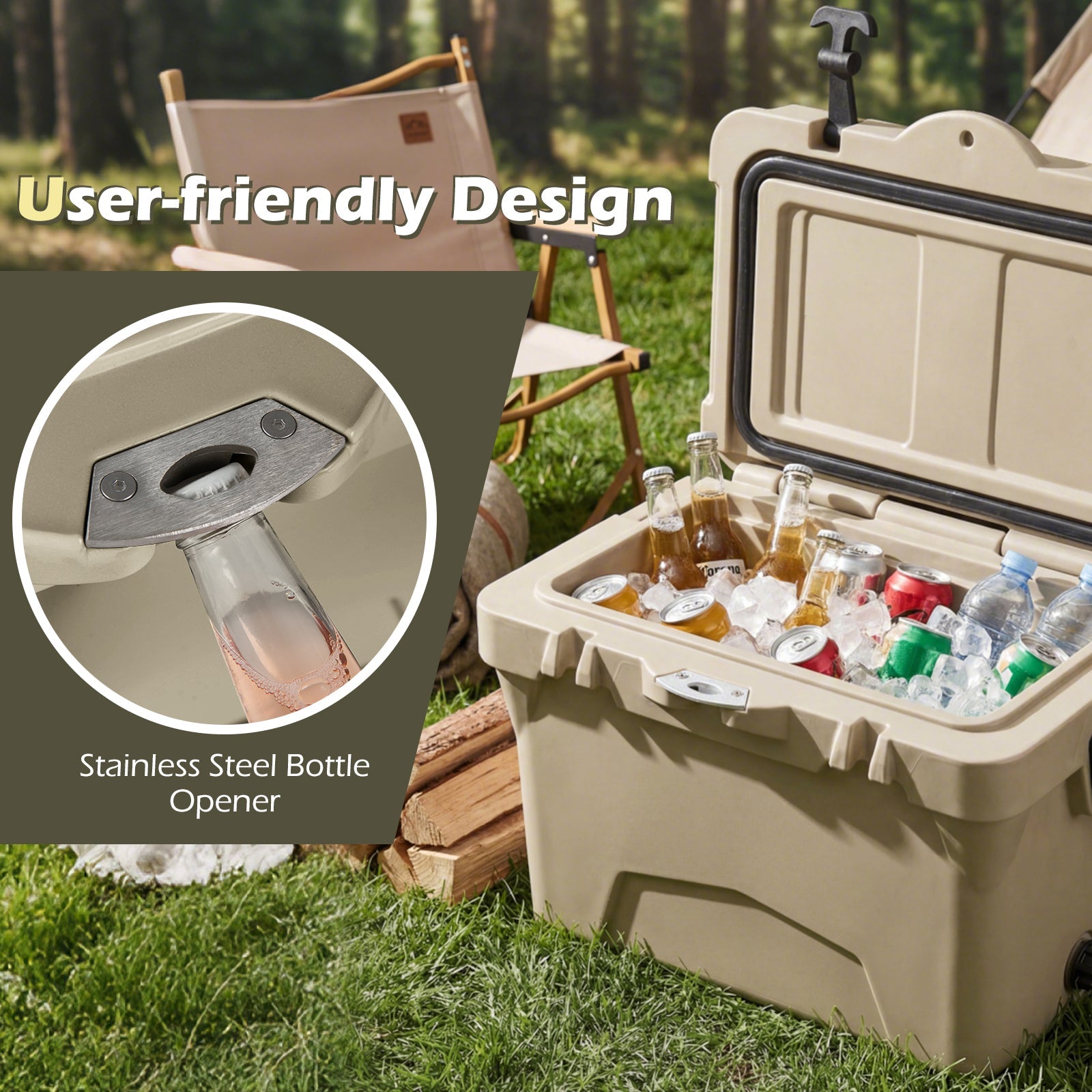 20 Quart Portable Hard Cooler with Built-in Ruler and Bottle DirectDeals