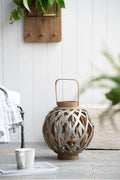 Decorative Lantern With Handle, Wooden Lantern For Indoor Outdoor, Home Garden, Wedding - Silver Unique Piece Furniture