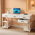 White 48 Inch Contemporary Premier Desk With Drawers ShipItFurniture