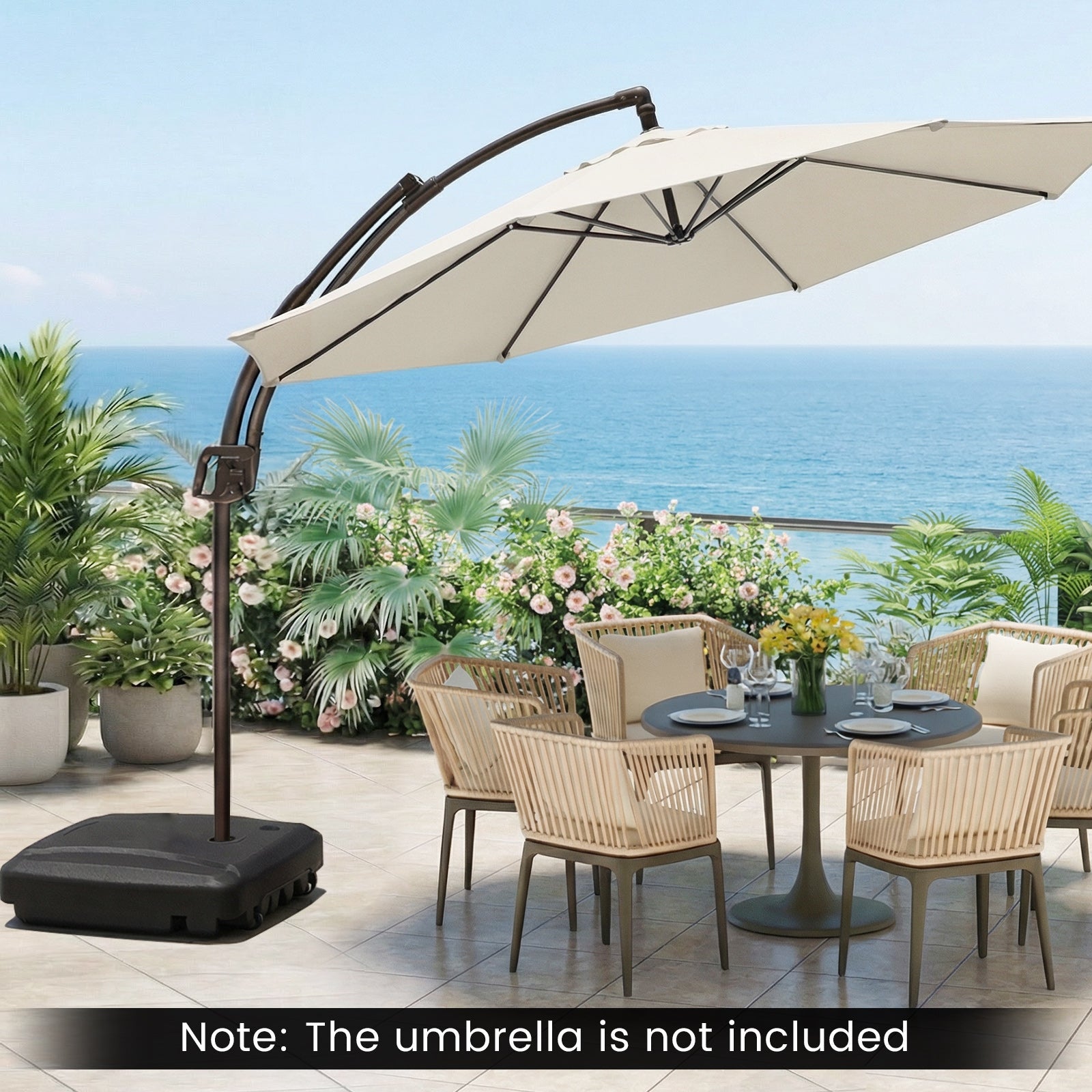 225 LBS Cantilever Patio Umbrella Base with Wheels and Crossed Base DirectDeals