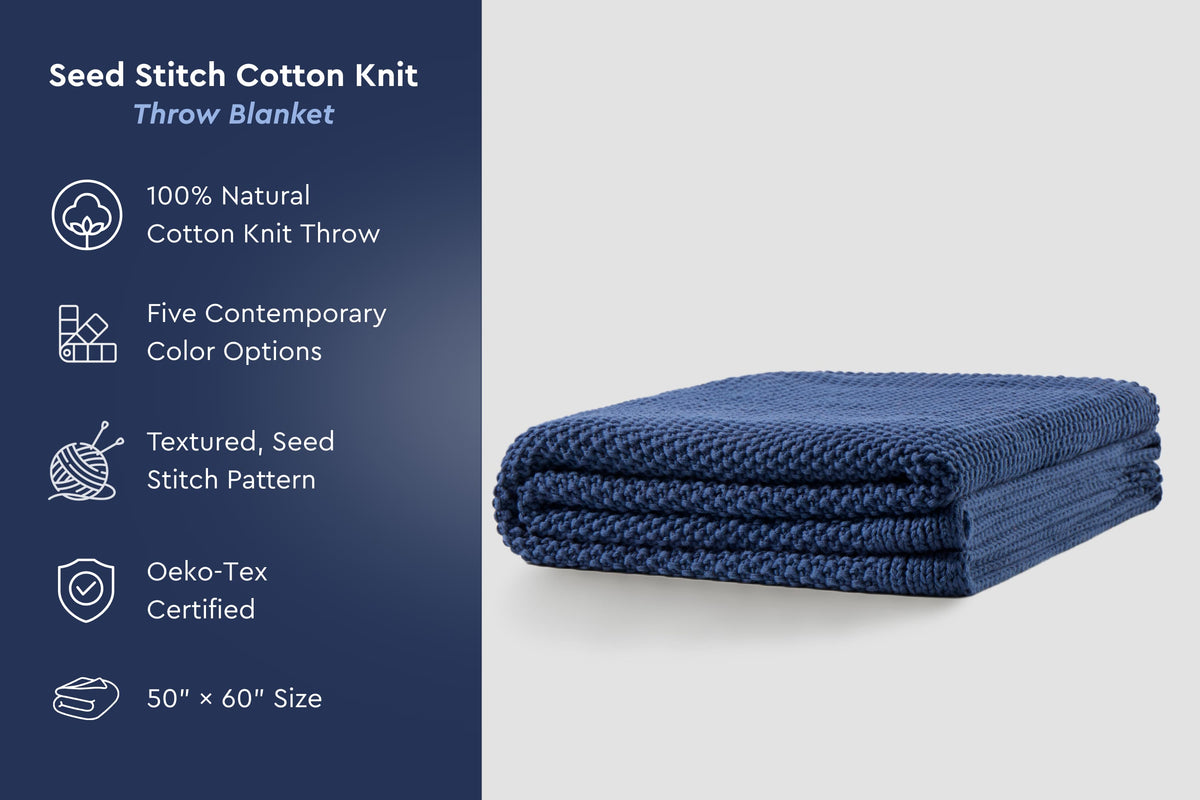 Cozy Knit Cotton Throw Blanket Moon Pod