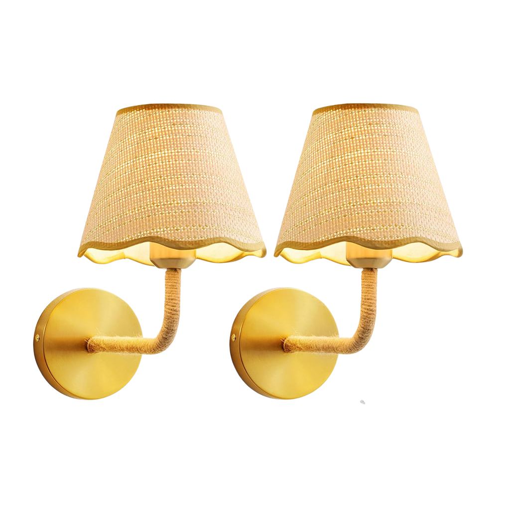Wireless Rechargeable Rattan Wall Sconces (Set of 2) Shop Fête