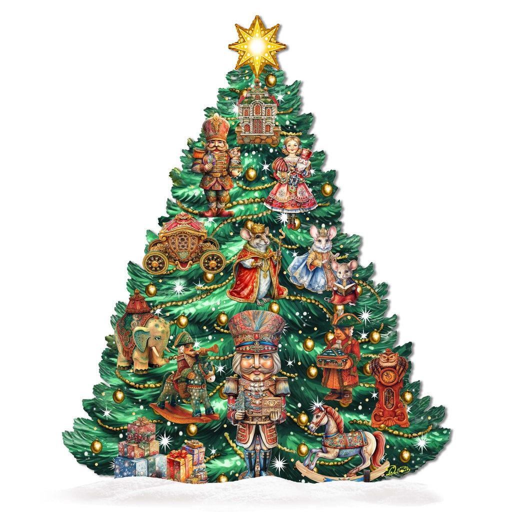 Nutcracker-Themed Christmas Tree Outdoor Indoor Decor Wooden Christmas Decoration by G. Debrekht Christmas Decor - 8191501F G.DeBrekht