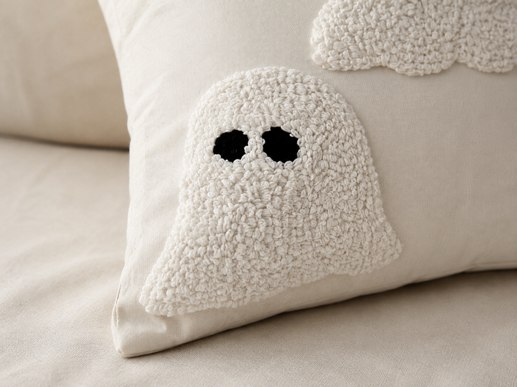 Ivory Tufted Ghost Pillow Cover Busa Designs