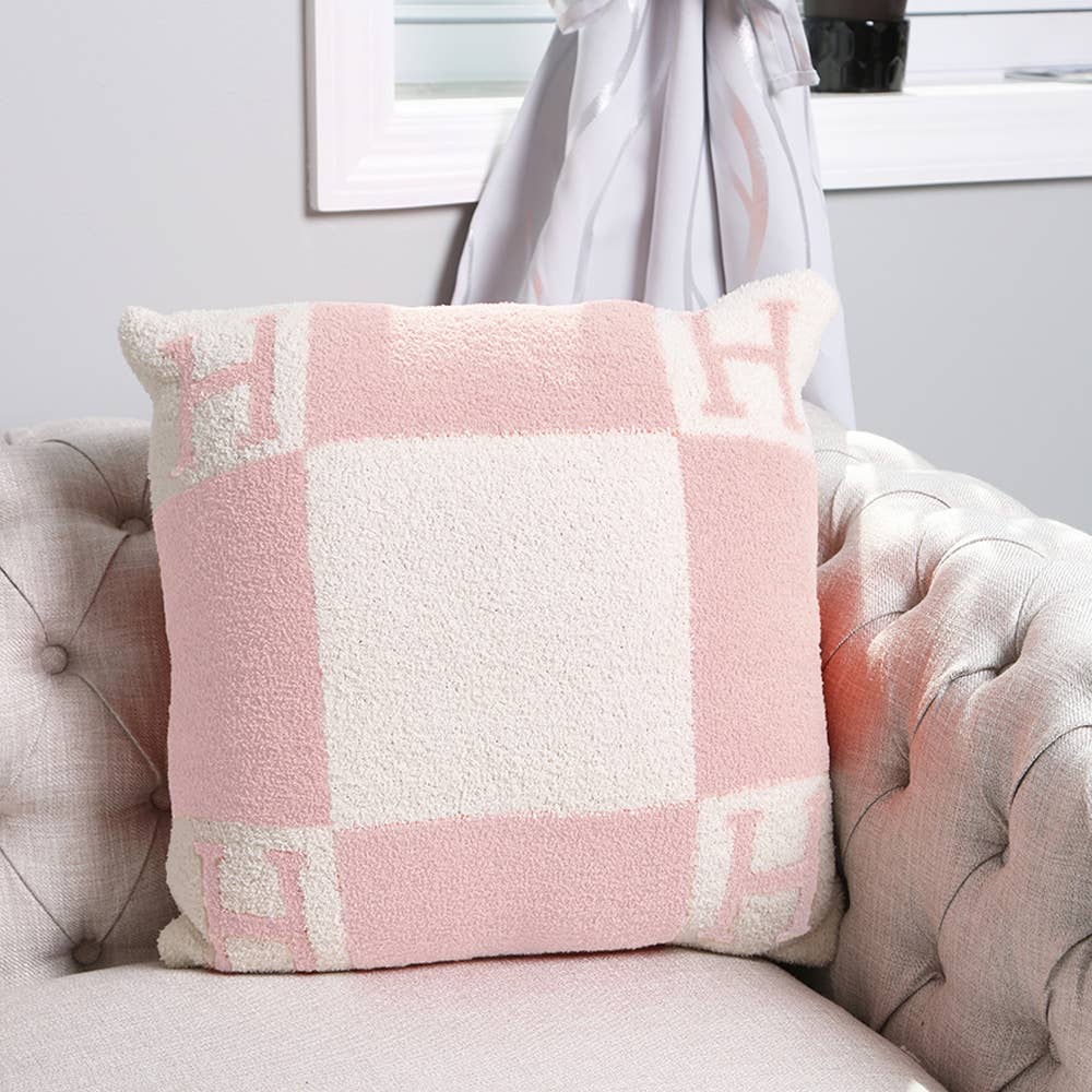 H Patterned Cushion Cover in Pink Shop Fête