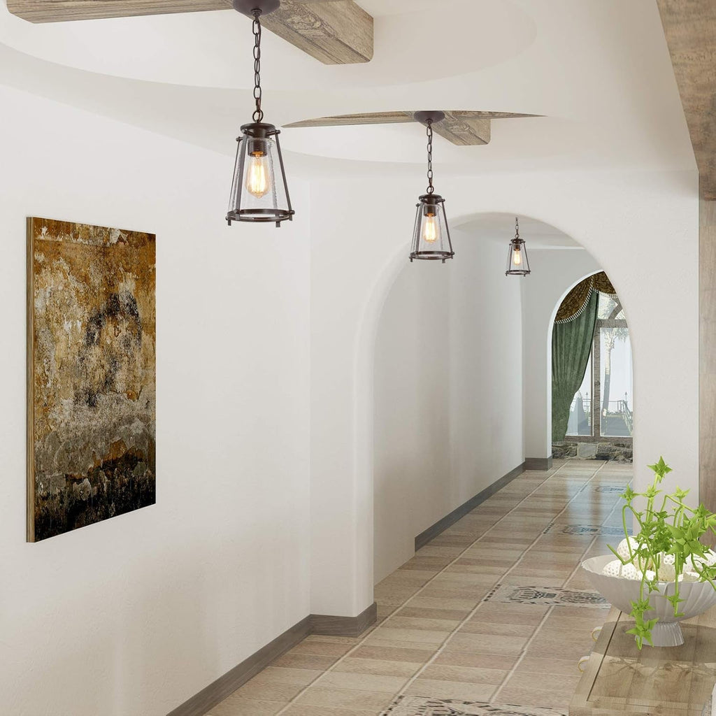 Farmhouse Pendant Lighting with Seeded Glass Shade Farmhouse Decor