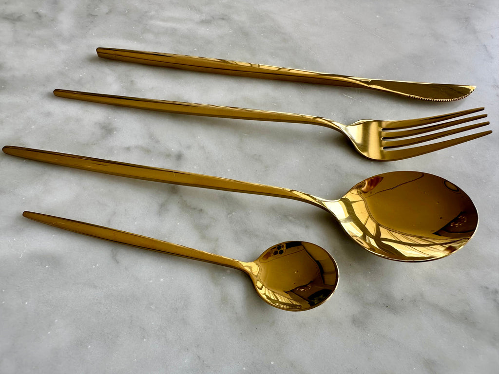 Monaco Gold Flatware Set - 16 Piece Busa Designs
