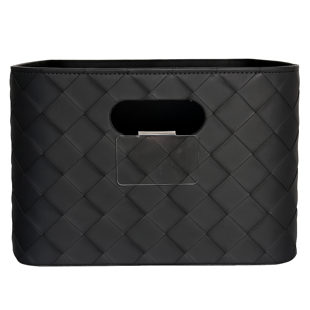 Leather Woven Bin (Black) Horderly