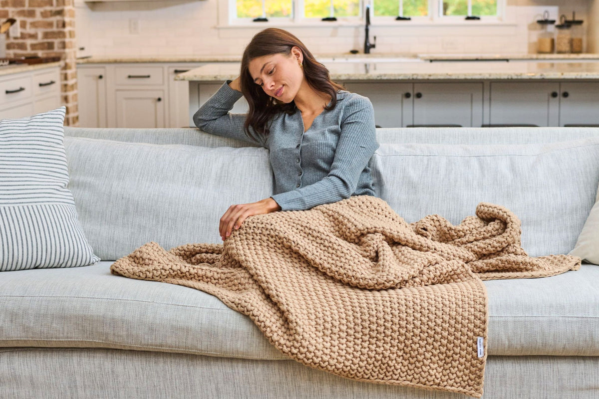Cozy Knit Cotton Throw Blanket Moon Pod