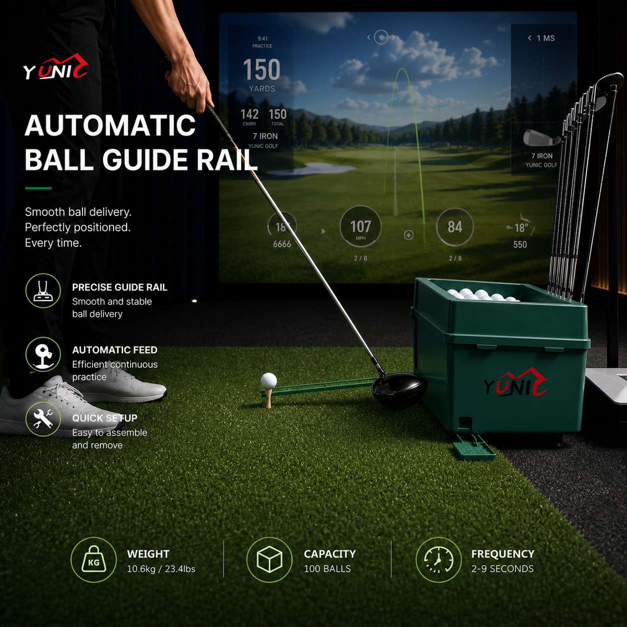 Golf Ball Dispenser Machine Powerless Automatic Tee Up Yunic Golf