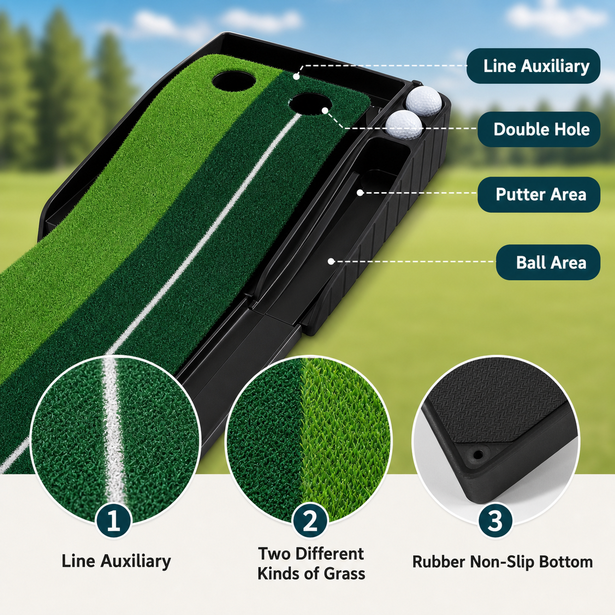 Golf Putting Mat Portable (8FT/10FT) Yunic Golf