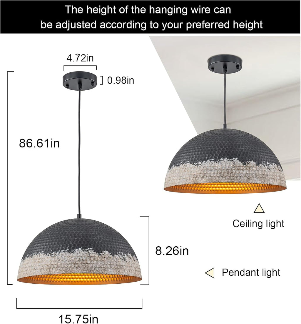 Hammered Dome Pendant Light Farmhouse Decor