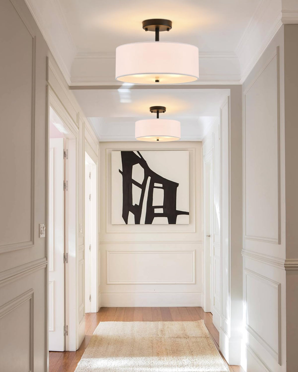 Semi Flush Mount Drum Ceiling Light Farmhouse Decor