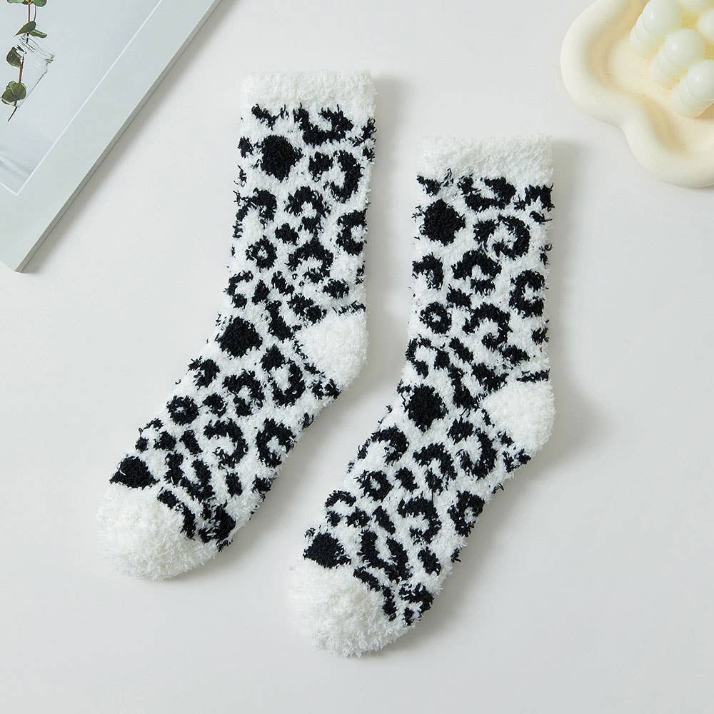 Cozy Fuzzy Leopard Winter Socks Shop Fête
