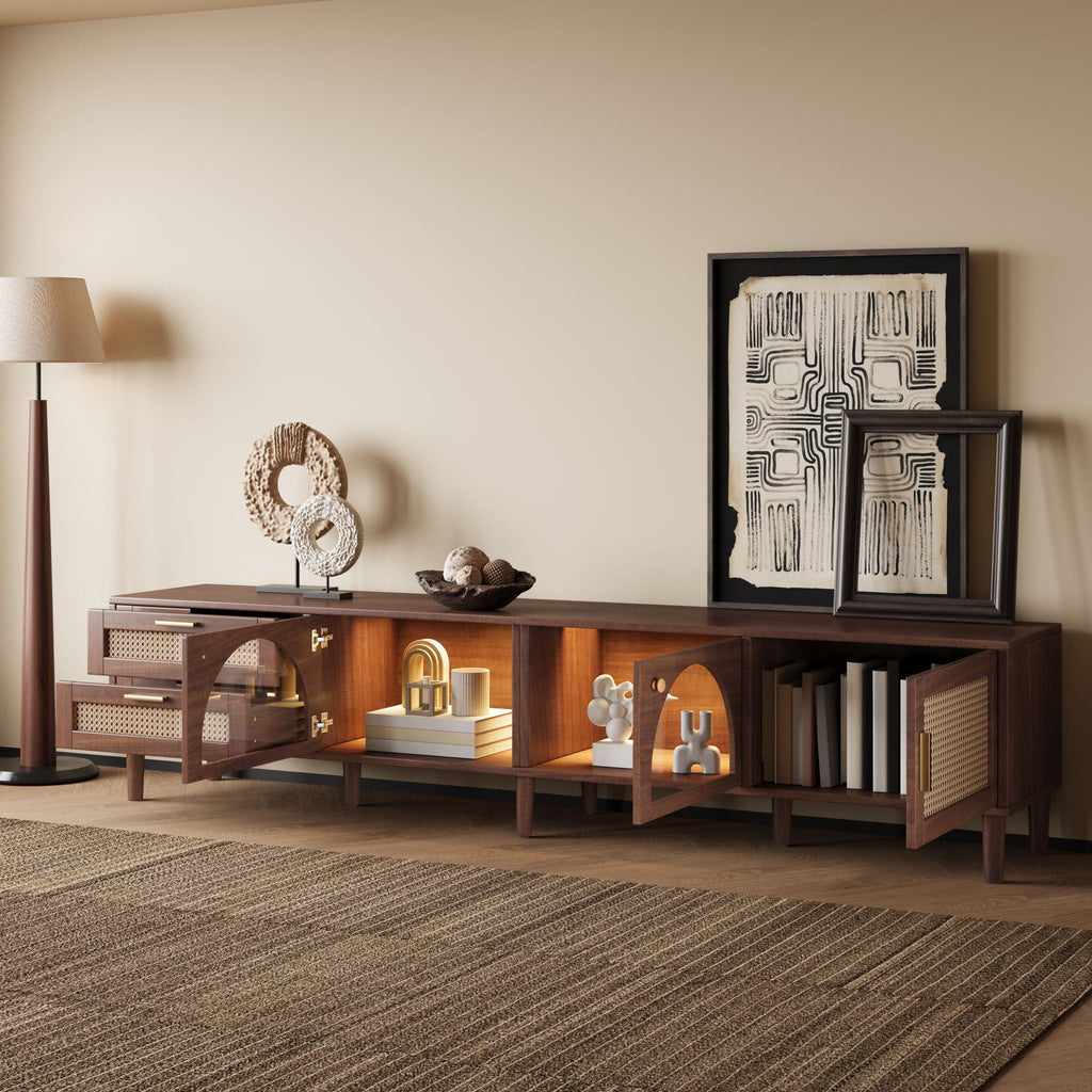 TV Stand With App-Controlled LED Lights, 2 Drawers & Door Storage Unique Piece Furniture