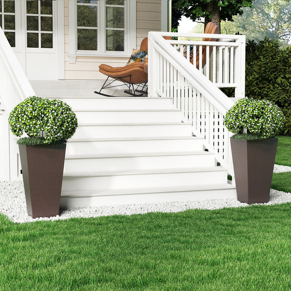 Set of 2 Square Taper Planter with Removable Inner Bucket and Optional Drainage Hole DirectDeals