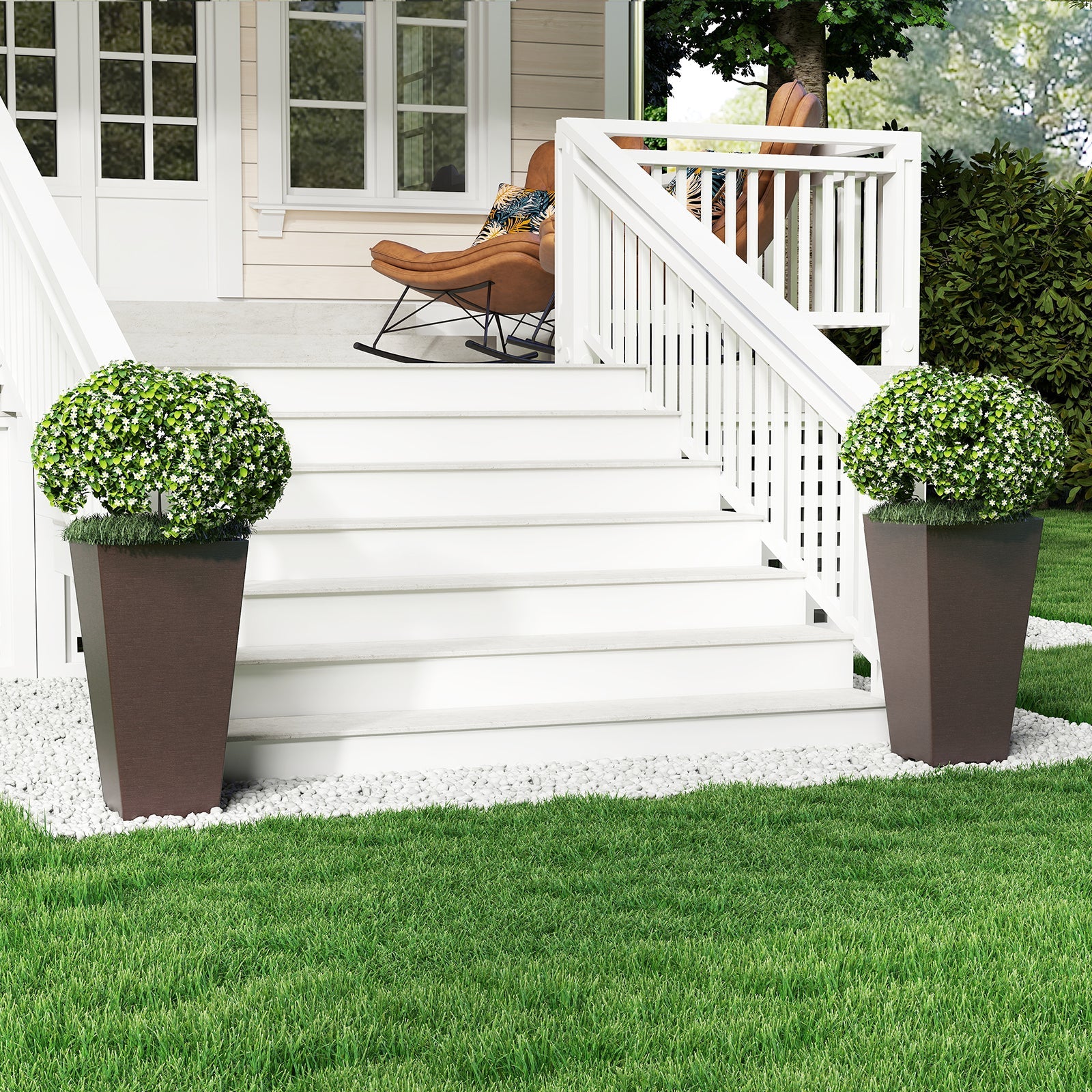 Set of 2 Square Taper Planter with Removable Inner Bucket and Optional Drainage Hole DirectDeals