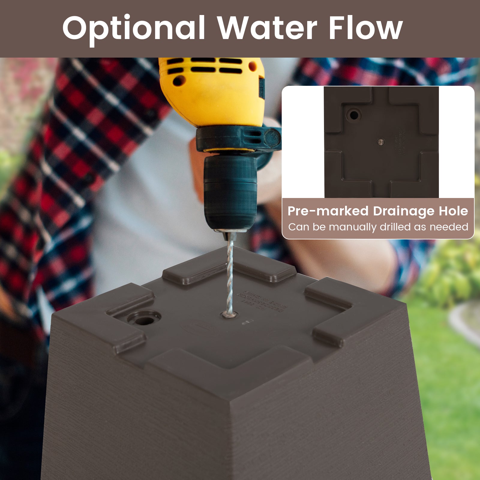 Set of 2 Square Taper Planter with Removable Inner Bucket and Optional Drainage Hole DirectDeals