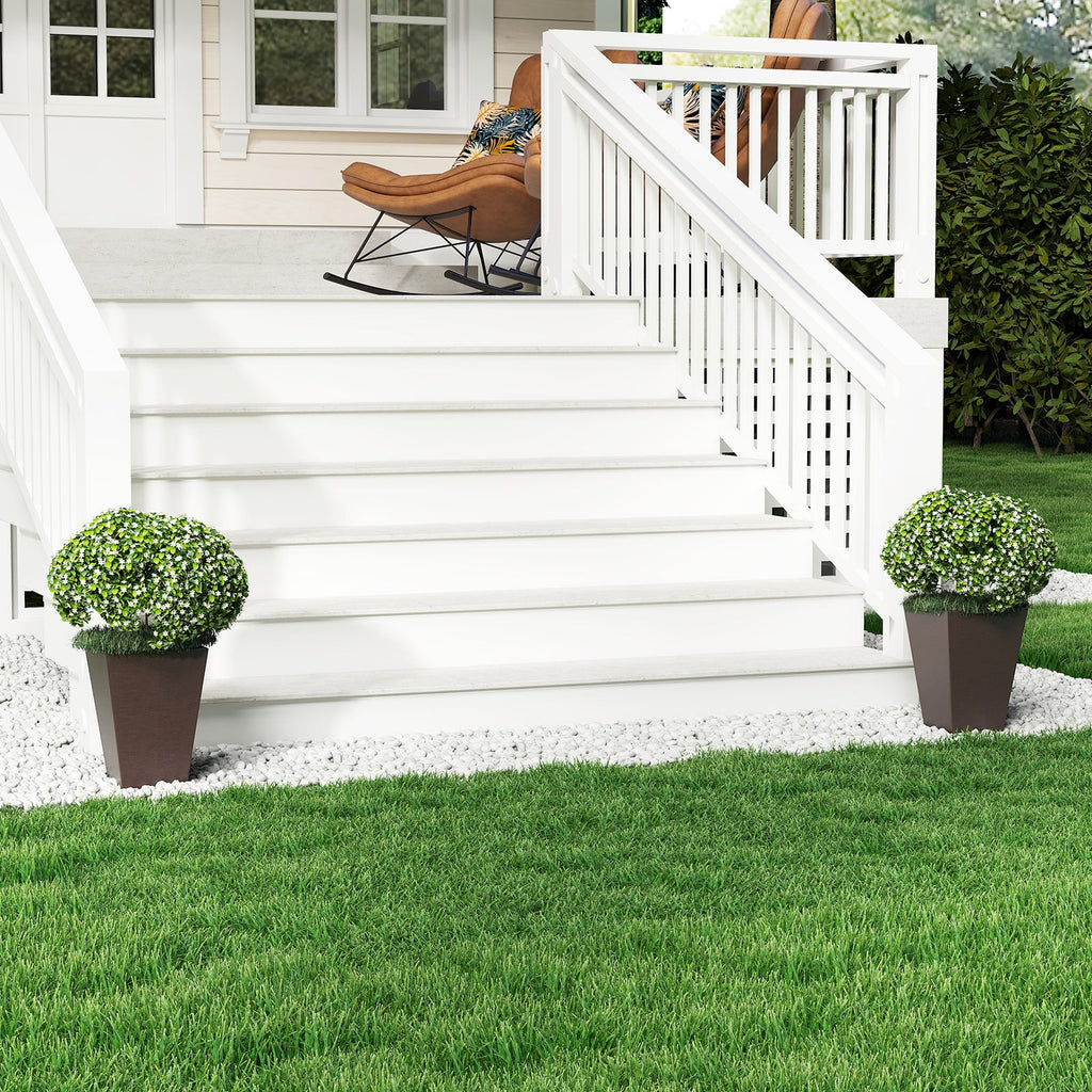 Set of 2 Square Taper Planter with Removable Inner Bucket and Optional Drainage Hole DirectDeals