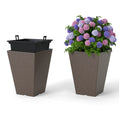 Set of 2 Square Taper Planter with Removable Inner Bucket and Optional Drainage Hole DirectDeals