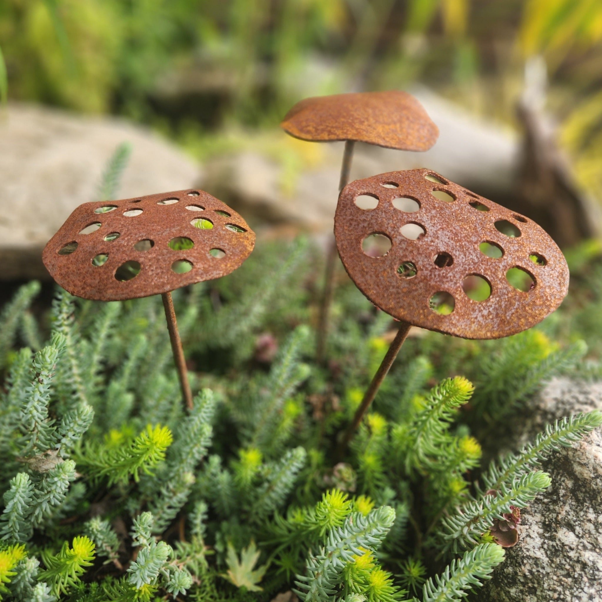 3-Pack Metal Lotus Seed Pod Garden Stakes Northern Forge, LLC