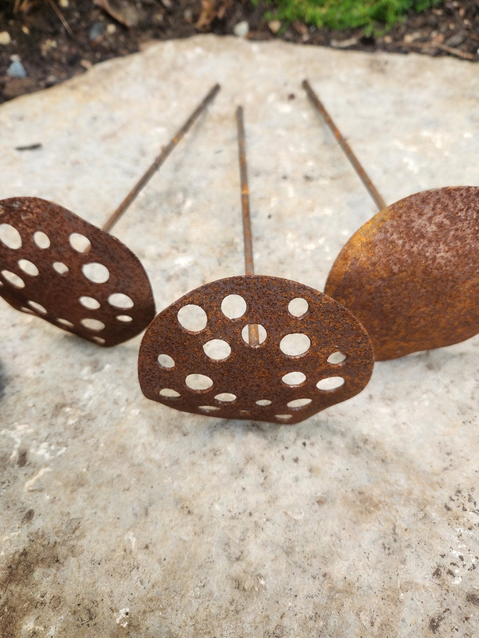 3-Pack Metal Lotus Seed Pod Garden Stakes Northern Forge, LLC