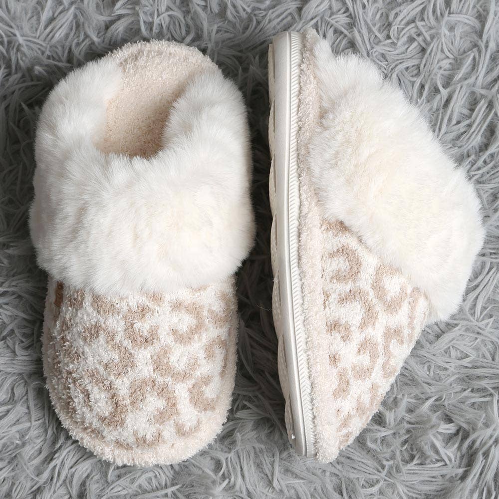 Leopard Faux Fur Soft Indoor Slippers Shop Fête