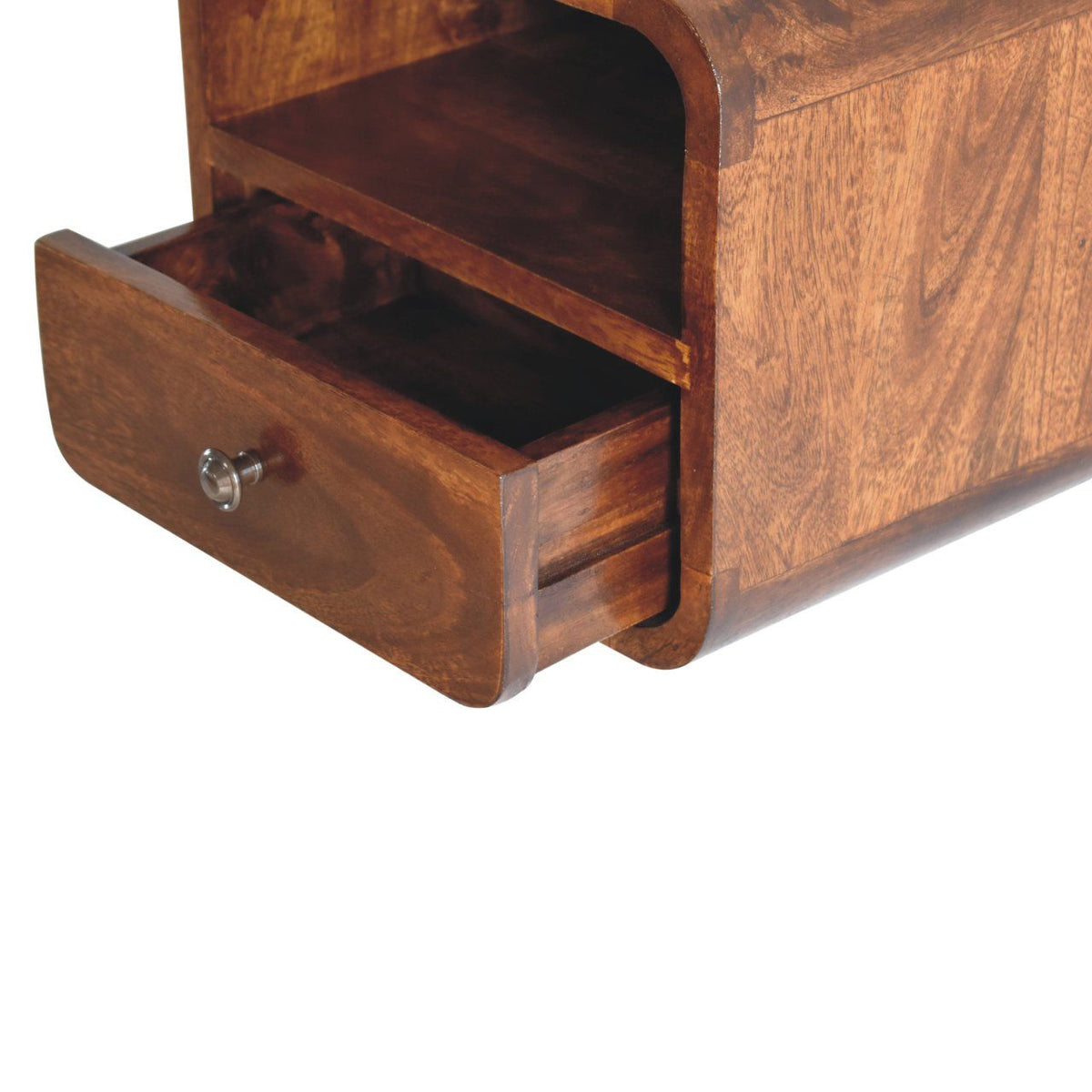 Curved Upper Slot Floating Nightstand Unique Piece Furniture