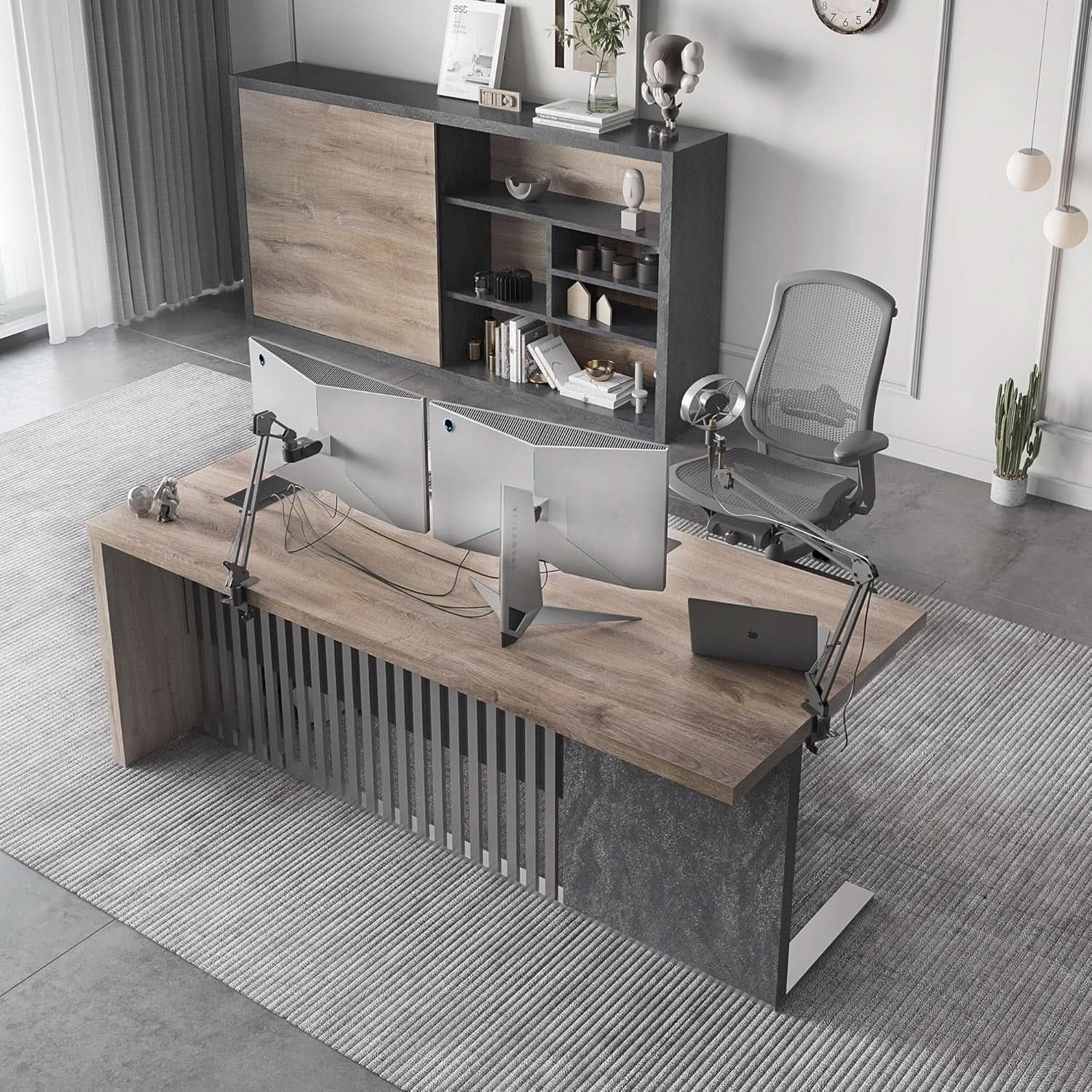 63 Inch Executive Office Desk Stainless Steel Frame ShipItFurniture