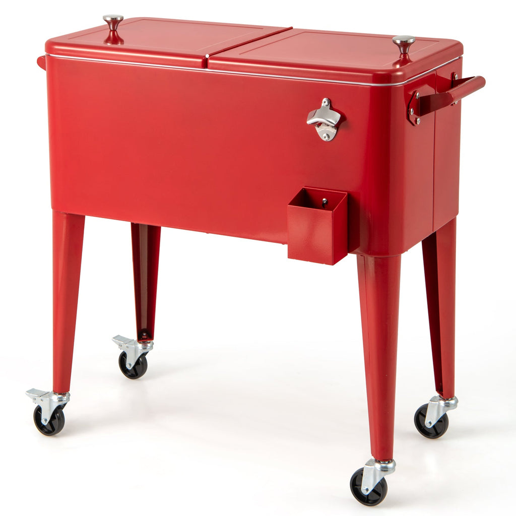 Red Portable Outdoor Patio Cooler Cart DirectDeals