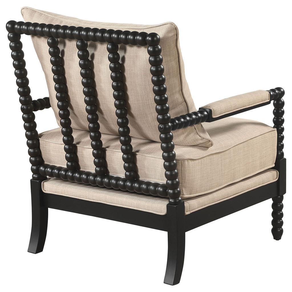 Blanchett Upholstered Bobbin Accent Chair Beige and Black Unique Piece Furniture