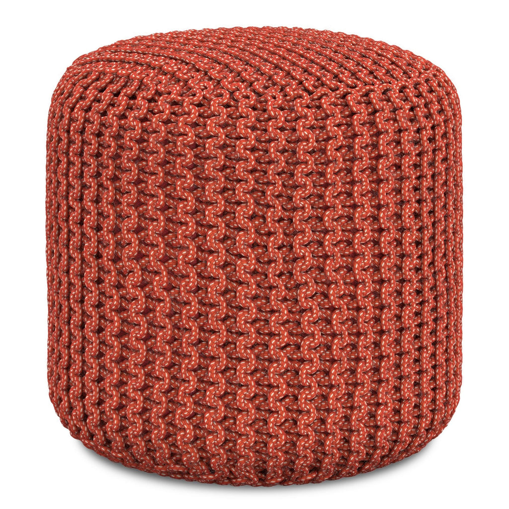 Wynne - Round Knitted Outdoor / Indoor Pouf - Orange Unique Piece Furniture
