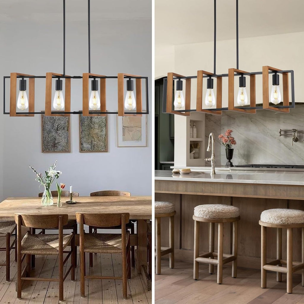 Farmhouse Linear Semi-Caged Chandelier Farmhouse Decor