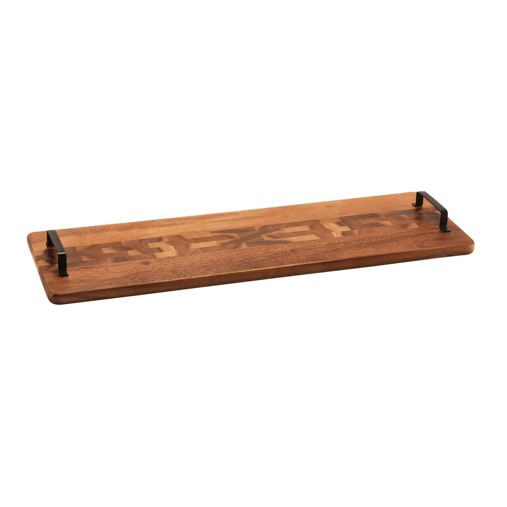 Acacia Serving Trays with Metal Handles