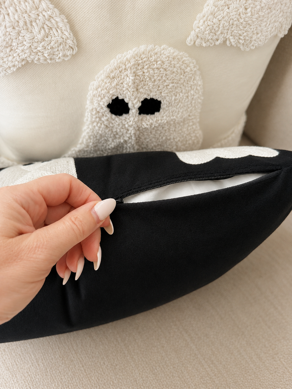 Black Ghost Lumbar Pillow Cover Busa Designs