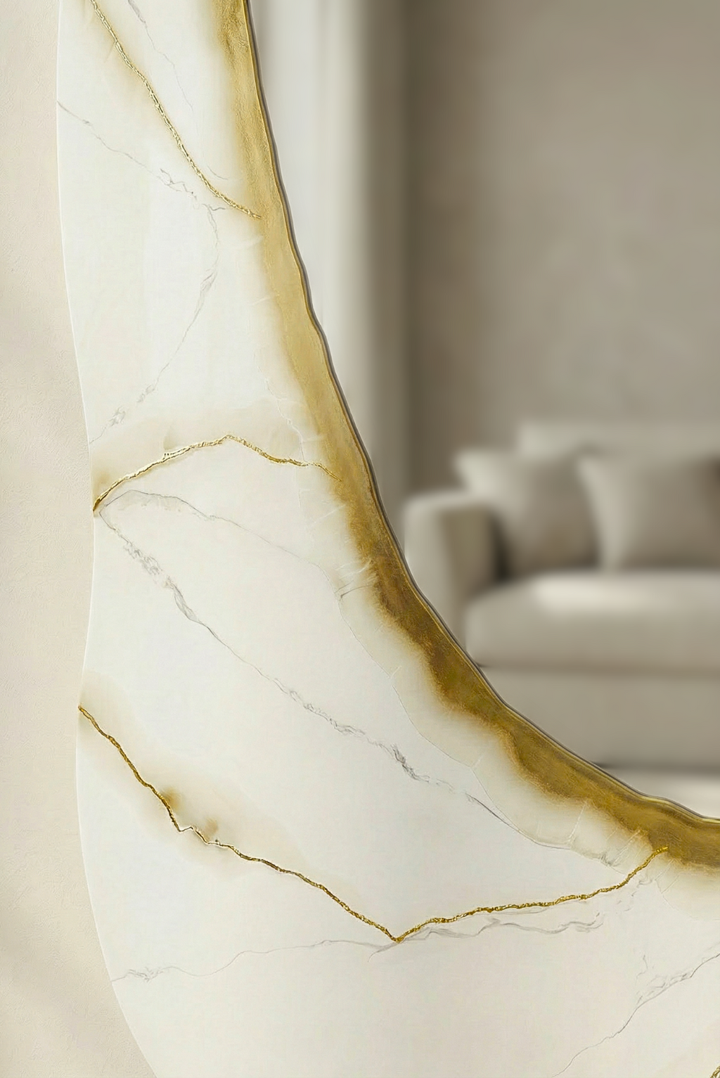 Ivory Vein – Freestanding Irregular White Marble Wall Décor Tatiana & Glen