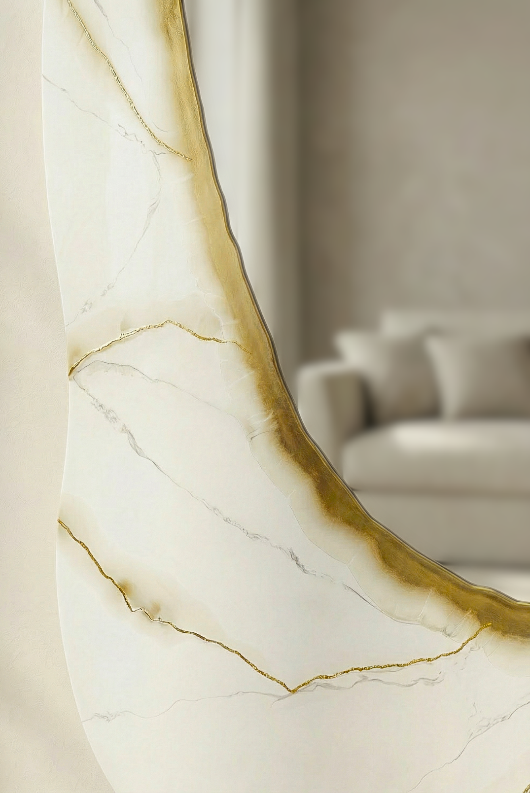 Ivory Vein – Freestanding Irregular White Marble Wall Décor Tatiana & Glen