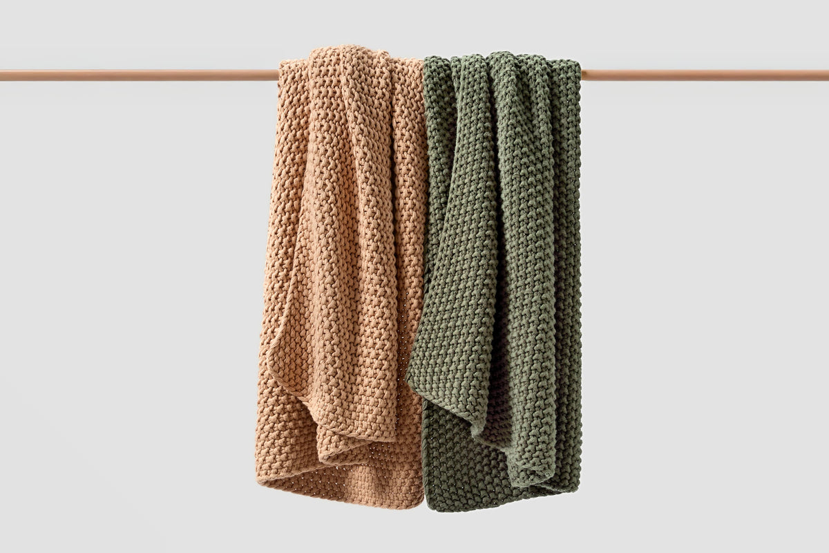 Cozy Knit Cotton Throw Blanket Moon Pod