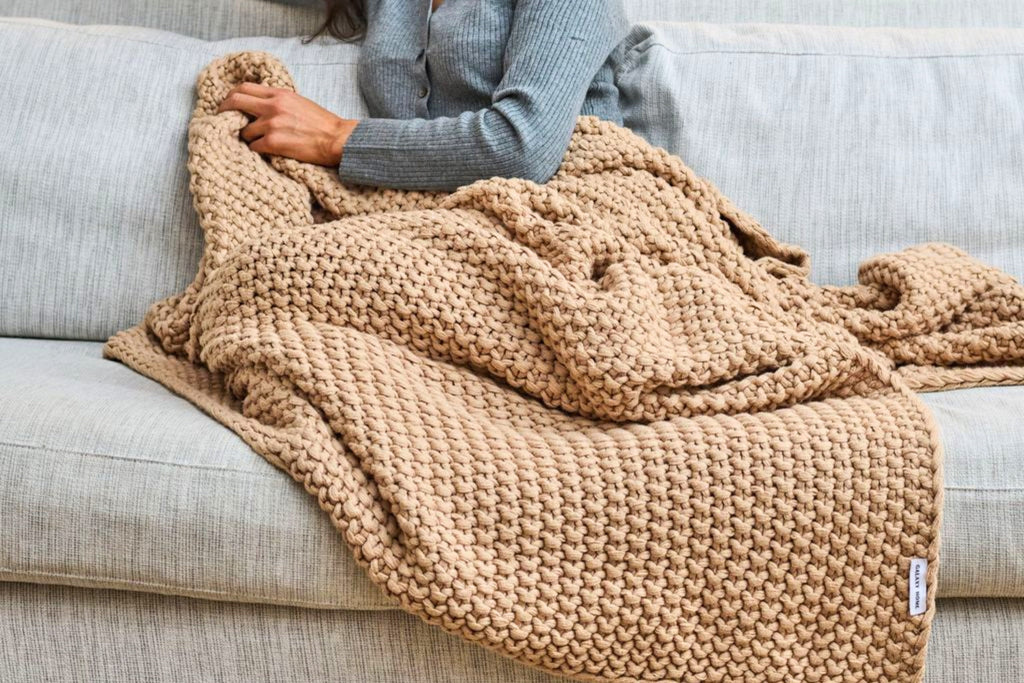 Cozy Knit Cotton Throw Blanket Moon Pod