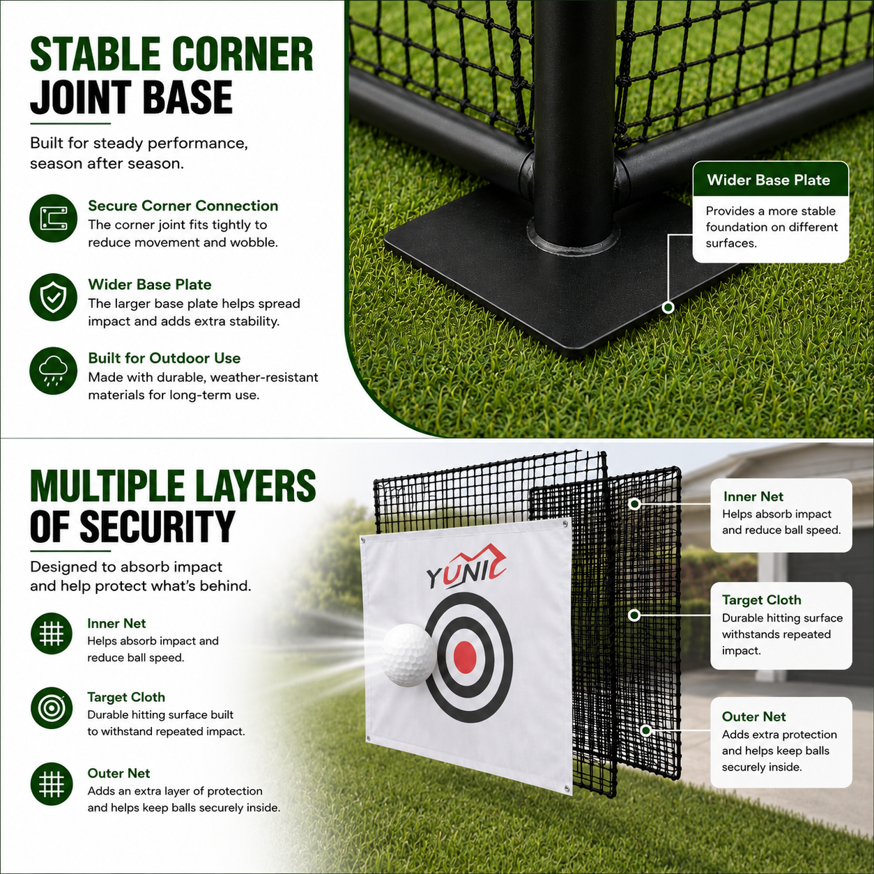 Golf Driving Practice Cage (Black) Yunic Golf