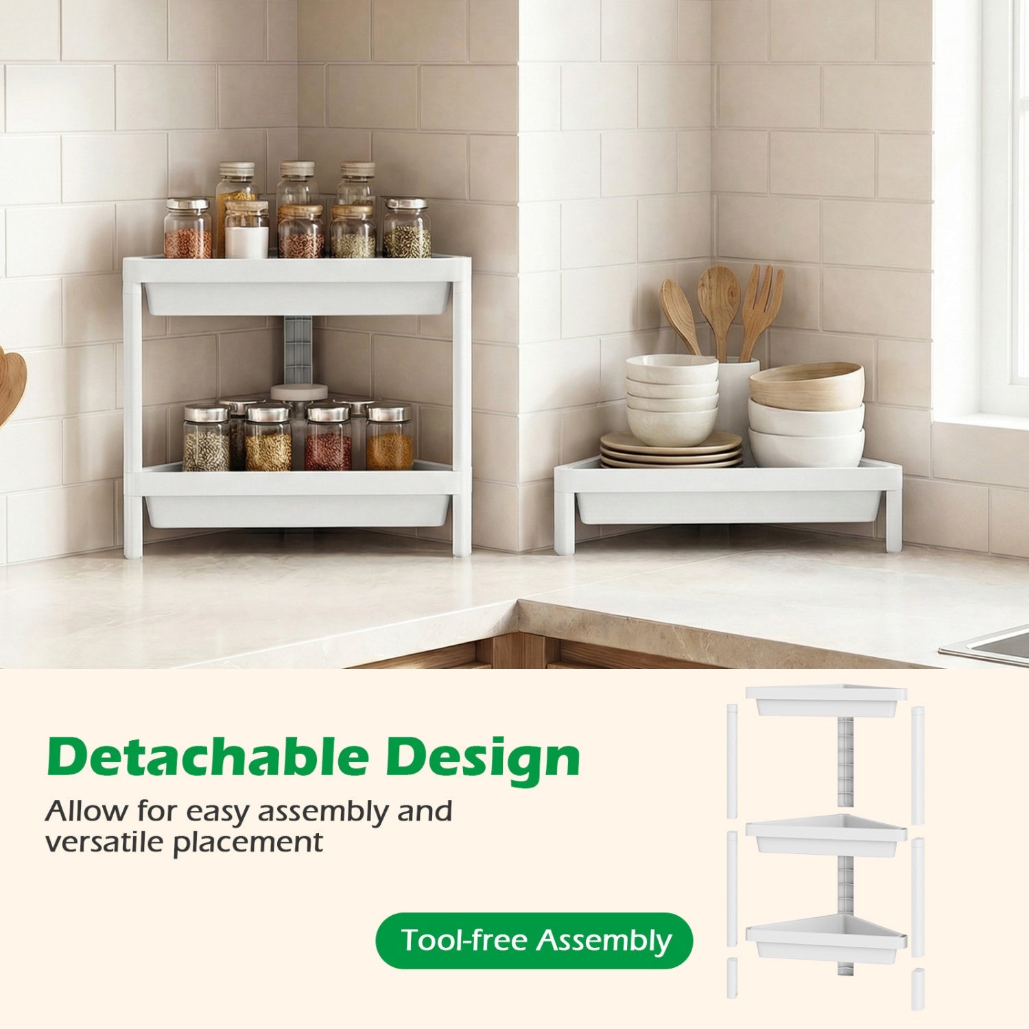 3-Tier Corner Shower Caddy 2-Pack with Detachable Design DirectDeals