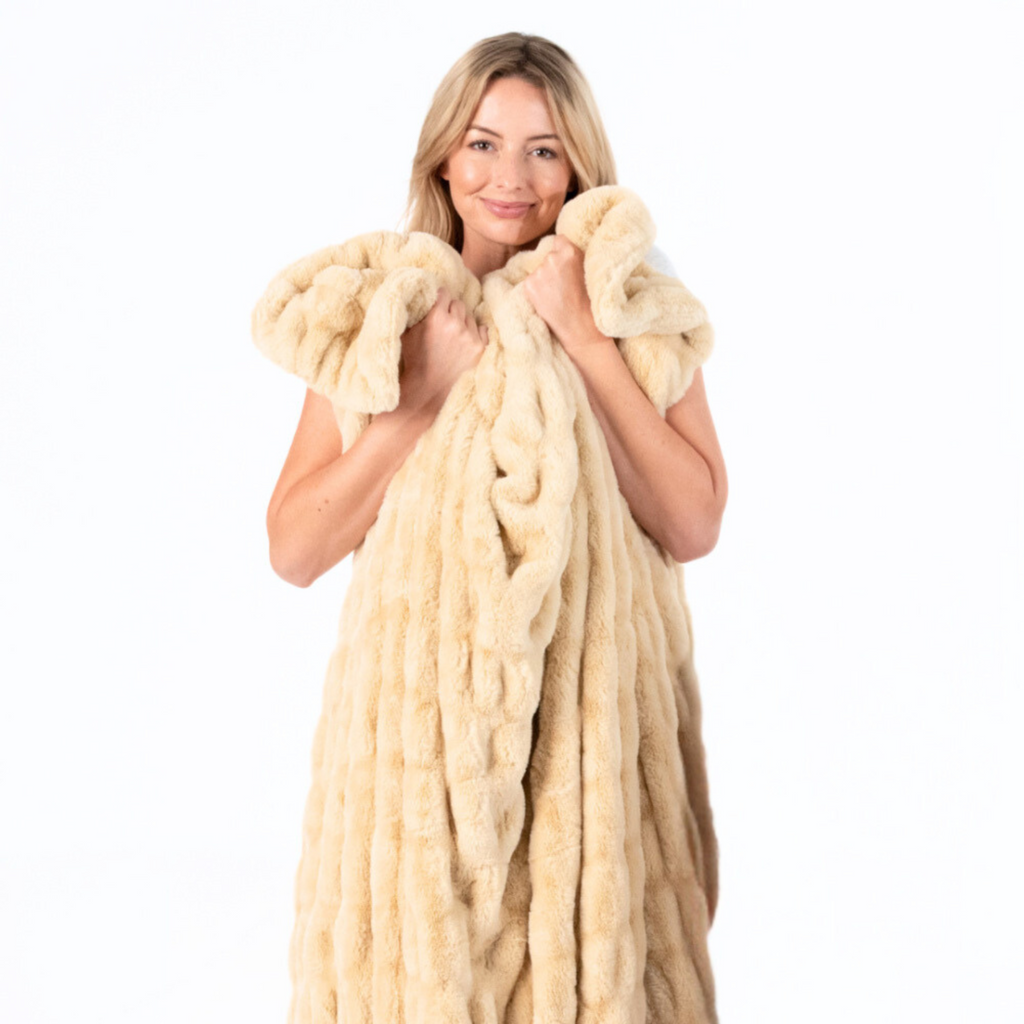 Rippled Faux Fur Throw Blanket Moon Pod