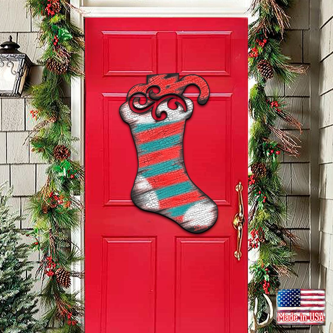 Noel Stocking Decorative Door Decor by G. DeBrekht - Christmas Decor - 8198802H G.DeBrekht